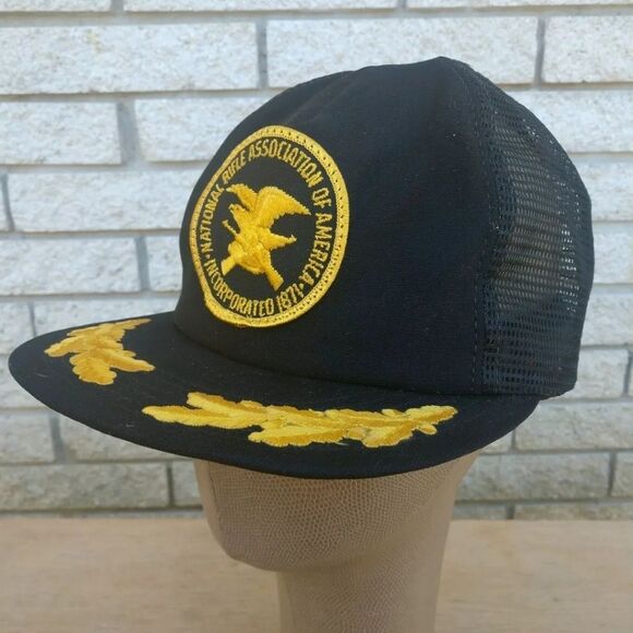 Vintage 90s NRA Snapback Hat Mesh Baseball Cap Laurel Eagle Patch - Picture 2 of 7